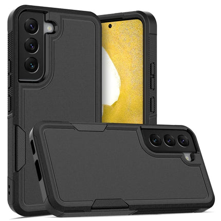 For Samsung Galaxy S22 5G Case 2-in-1 PC+TPU Shockproof Phone Cover - Black