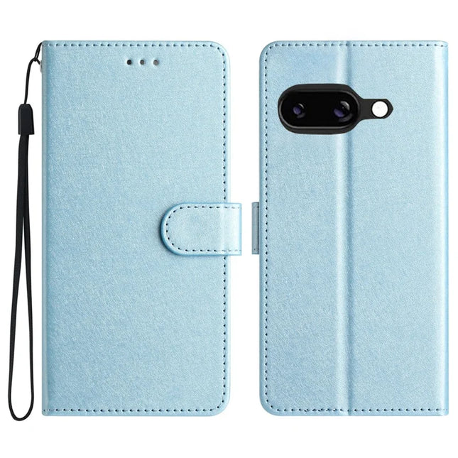 For Google Pixel 9a Wallet Case Leather Folio Phone Cover Magnetic Clasp - Sky Blue