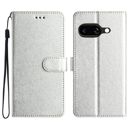 For Google Pixel 9a Wallet Case Leather Folio Phone Cover Magnetic Clasp - Silver