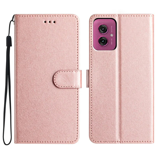 For Motorola Moto G55 5G Wallet Case Leather Folio Phone Cover Magnetic Clasp - Rose Gold