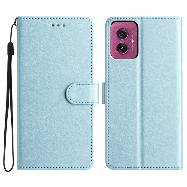 For Motorola Moto G55 5G Wallet Case Leather Folio Phone Cover Magnetic Clasp - Sky Blue