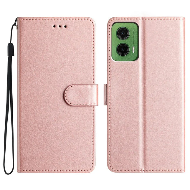 For Motorola Moto G35 5G Wallet Case Leather Folio Phone Cover Magnetic Clasp - Rose Gold
