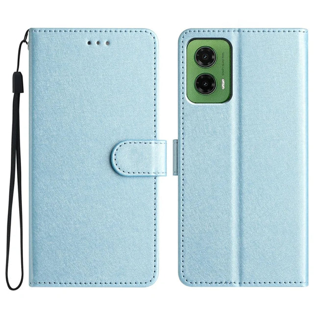 For Motorola Moto G35 5G Wallet Case Leather Folio Phone Cover Magnetic Clasp - Sky Blue