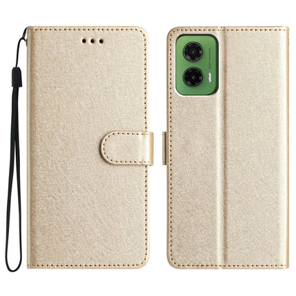 For Motorola Moto G35 5G Wallet Case Leather Folio Phone Cover Magnetic Clasp - Gold