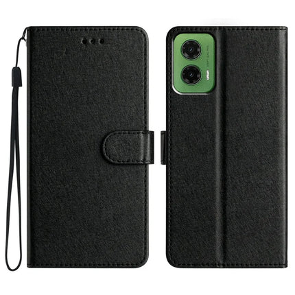 For Motorola Moto G35 5G Wallet Case Leather Folio Phone Cover Magnetic Clasp - Black