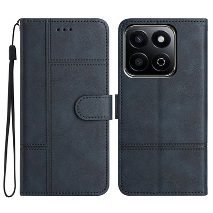 For Honor 200 Smart 5G  /  X7c 4G Case Line Imprinted PU Leather Wallet Phone Cover - Blue