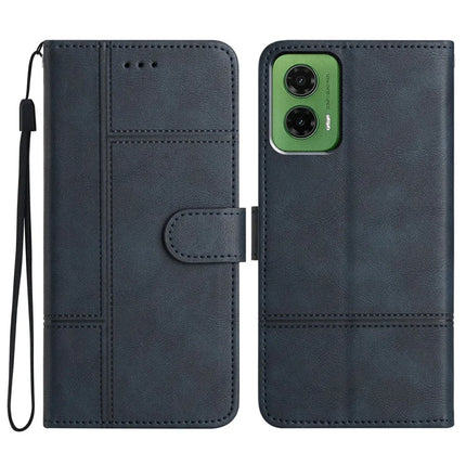 For Motorola Moto G35 5G Case Line Imprinted PU Leather Wallet Phone Cover - Blue