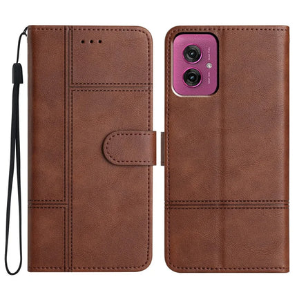 For Motorola Moto G55 5G Case Line Imprinted PU Leather Wallet Phone Cover - Coffee