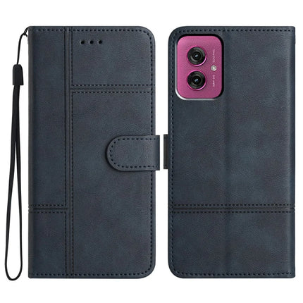 For Motorola Moto G55 5G Case Line Imprinted PU Leather Wallet Phone Cover - Blue