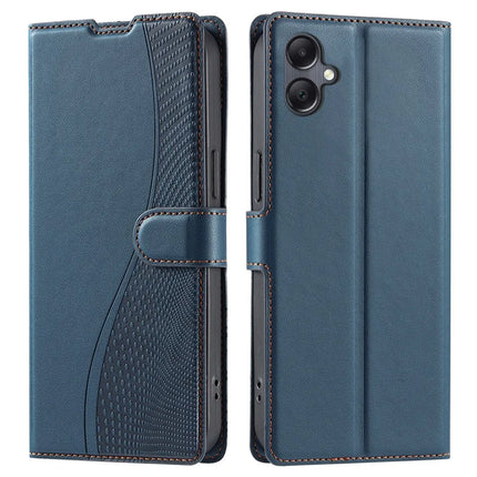 For Samsung Galaxy A06 Case Dots Imprinted PU Leather Flip Phone Cover with Card Slot, Strap - Blue