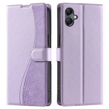 For Samsung Galaxy A06 Case Dots Imprinted PU Leather Flip Phone Cover with Card Slot, Strap - Purple