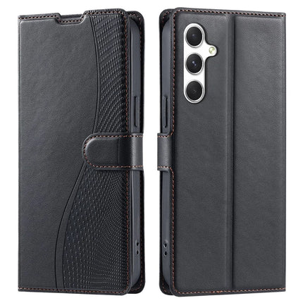 For Samsung Galaxy A16 4G / 5G Case Dots Imprinted PU Leather Flip Phone Cover with Card Slot, Strap - Black