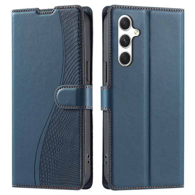 For Samsung Galaxy A16 4G / 5G Case Dots Imprinted PU Leather Flip Phone Cover with Card Slot, Strap - Blue