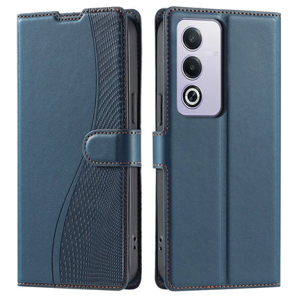 Leather Case for Oppo A80 5G / A3 Pro (India) 5G / A3 Pro (Global) 5G / K12x 5G (India) Phone Cover with Card Slot, Strap - Blue