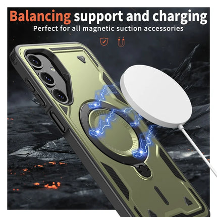 For Samsung Galaxy A16 4G / 5G Case Compatible with MagSafe Military Protection PC+TPU Kickstand Phone Cover