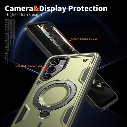 For Samsung Galaxy A16 4G / 5G Case Compatible with MagSafe Military Protection PC+TPU Kickstand Phone Cover