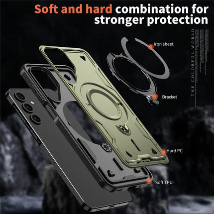 For Samsung Galaxy A16 4G / 5G Case Compatible with MagSafe Military Protection PC+TPU Kickstand Phone Cover