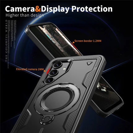 For Samsung Galaxy A16 4G / 5G Case Compatible with MagSafe Military Protection PC+TPU Kickstand Phone Cover