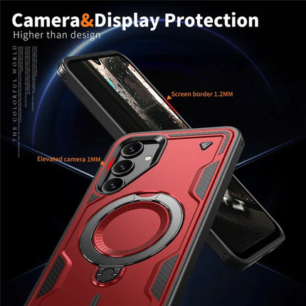 For Samsung Galaxy A16 4G / 5G Case Compatible with MagSafe Military Protection PC+TPU Kickstand Phone Cover
