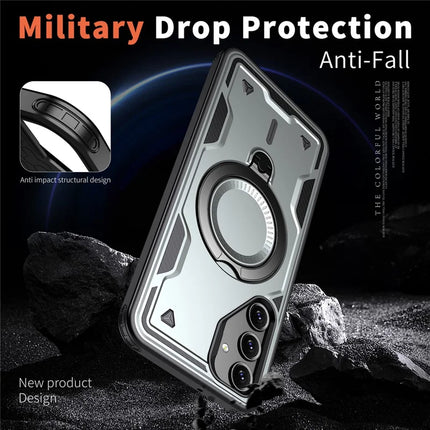 For Samsung Galaxy A16 4G / 5G Case Compatible with MagSafe Military Protection PC+TPU Kickstand Phone Cover