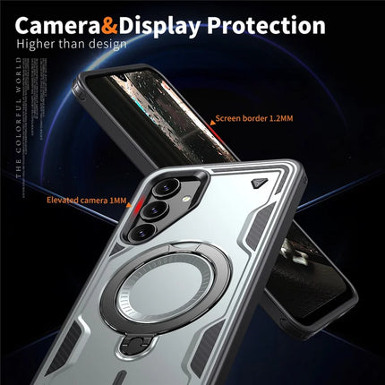 For Samsung Galaxy A16 4G / 5G Case Compatible with MagSafe Military Protection PC+TPU Kickstand Phone Cover
