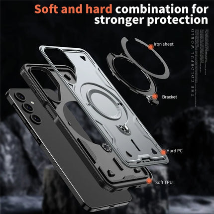 For Samsung Galaxy A16 4G / 5G Case Compatible with MagSafe Military Protection PC+TPU Kickstand Phone Cover