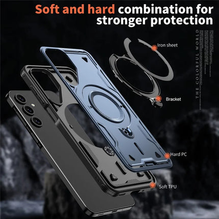 For Samsung Galaxy A16 4G / 5G Case Compatible with MagSafe Military Protection PC+TPU Kickstand Phone Cover