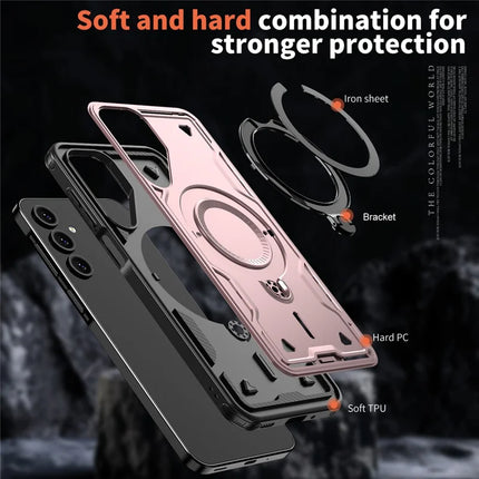 For Samsung Galaxy A16 4G / 5G Case Compatible with MagSafe Military Protection PC+TPU Kickstand Phone Cover
