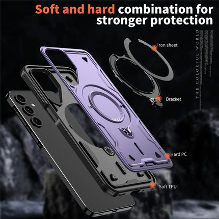 For Samsung Galaxy A16 4G / 5G Case Compatible with MagSafe Military Protection PC+TPU Kickstand Phone Cover
