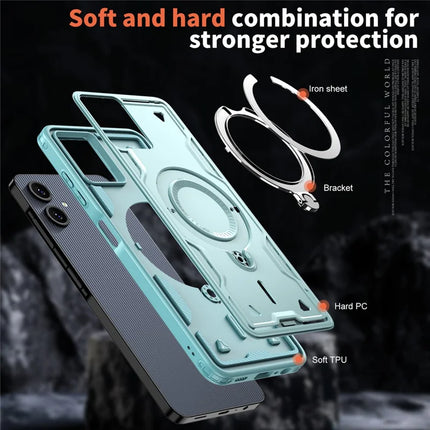 For Samsung Galaxy A06 Case Compatible with MagSafe Military Protection PC+TPU Kickstand Phone Cover