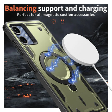 For Samsung Galaxy A06 Case Compatible with MagSafe Military Protection PC+TPU Kickstand Phone Cover