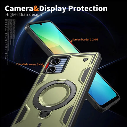 For Samsung Galaxy A06 Case Compatible with MagSafe Military Protection PC+TPU Kickstand Phone Cover