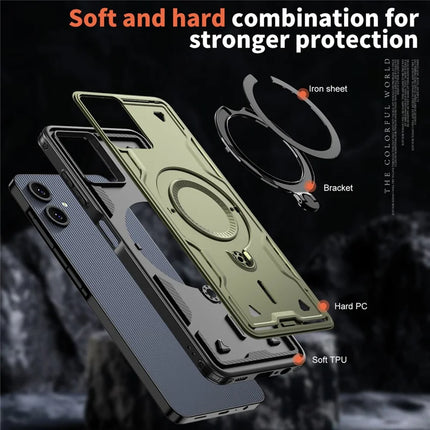 For Samsung Galaxy A06 Case Compatible with MagSafe Military Protection PC+TPU Kickstand Phone Cover