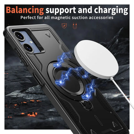 For Samsung Galaxy A06 Case Compatible with MagSafe Military Protection PC+TPU Kickstand Phone Cover
