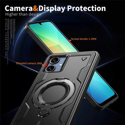 For Samsung Galaxy A06 Case Compatible with MagSafe Military Protection PC+TPU Kickstand Phone Cover