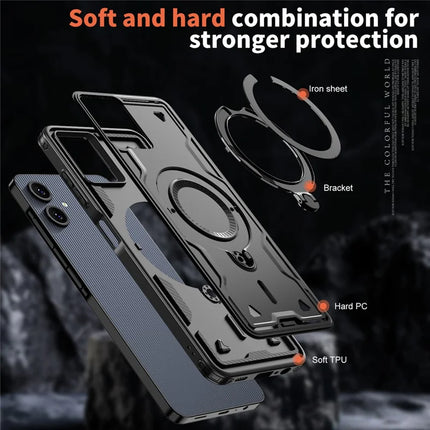 For Samsung Galaxy A06 Case Compatible with MagSafe Military Protection PC+TPU Kickstand Phone Cover