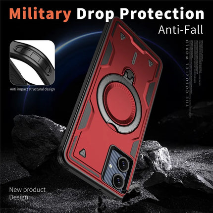 For Samsung Galaxy A06 Case Compatible with MagSafe Military Protection PC+TPU Kickstand Phone Cover