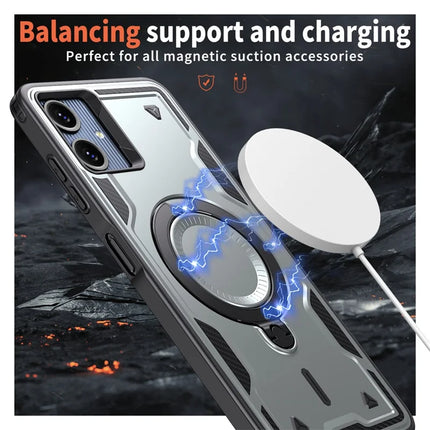 For Samsung Galaxy A06 Case Compatible with MagSafe Military Protection PC+TPU Kickstand Phone Cover