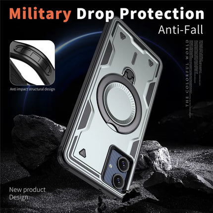 For Samsung Galaxy A06 Case Compatible with MagSafe Military Protection PC+TPU Kickstand Phone Cover
