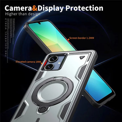 For Samsung Galaxy A06 Case Compatible with MagSafe Military Protection PC+TPU Kickstand Phone Cover