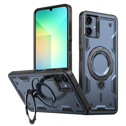 For Samsung Galaxy A06 Case Compatible with MagSafe Military Protection PC+TPU Kickstand Phone Cover - Blue