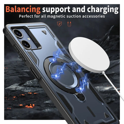 For Samsung Galaxy A06 Case Compatible with MagSafe Military Protection PC+TPU Kickstand Phone Cover