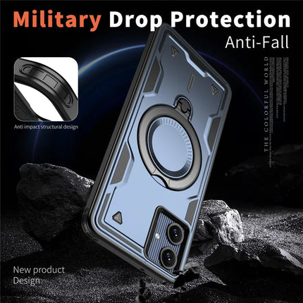 For Samsung Galaxy A06 Case Compatible with MagSafe Military Protection PC+TPU Kickstand Phone Cover