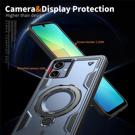 For Samsung Galaxy A06 Case Compatible with MagSafe Military Protection PC+TPU Kickstand Phone Cover