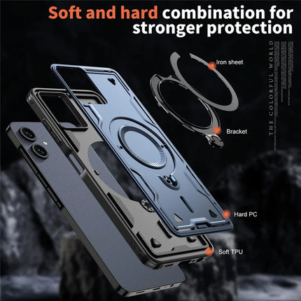For Samsung Galaxy A06 Case Compatible with MagSafe Military Protection PC+TPU Kickstand Phone Cover
