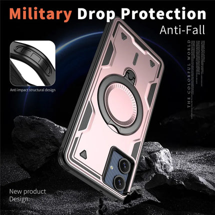 For Samsung Galaxy A06 Case Compatible with MagSafe Military Protection PC+TPU Kickstand Phone Cover