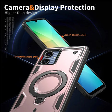 For Samsung Galaxy A06 Case Compatible with MagSafe Military Protection PC+TPU Kickstand Phone Cover