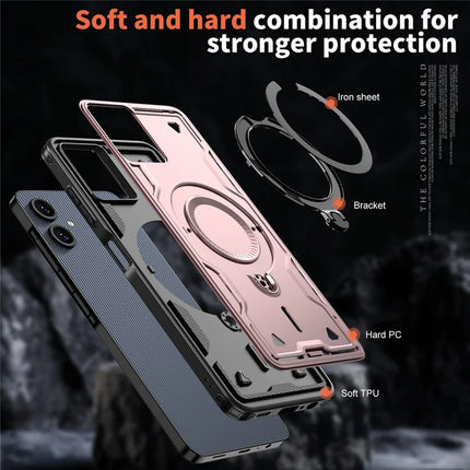 For Samsung Galaxy A06 Case Compatible with MagSafe Military Protection PC+TPU Kickstand Phone Cover