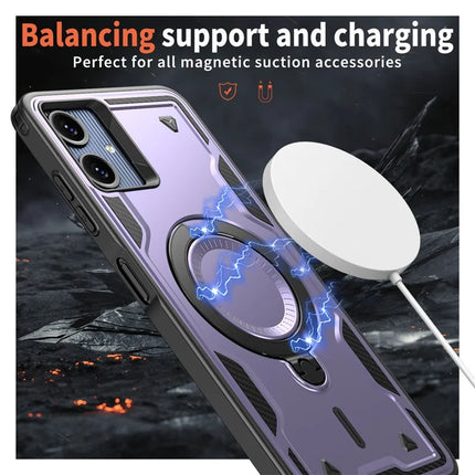For Samsung Galaxy A06 Case Compatible with MagSafe Military Protection PC+TPU Kickstand Phone Cover