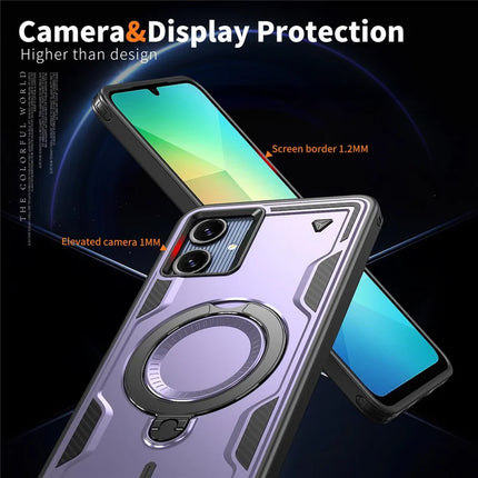 For Samsung Galaxy A06 Case Compatible with MagSafe Military Protection PC+TPU Kickstand Phone Cover